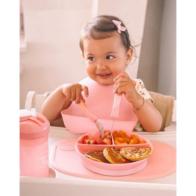 Twistshake Πιάτο με χωρίσματα Αντιολισθητικό 6+ Μηνών Pastel Pink