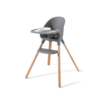 Twistshake Καρέκλα Φαγητού Pastel Grey Natural Wood