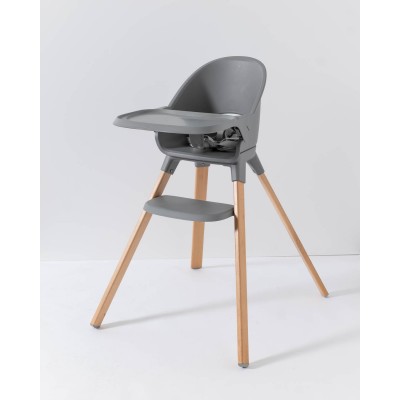 Twistshake Καρέκλα Φαγητού Pastel Grey Natural Wood