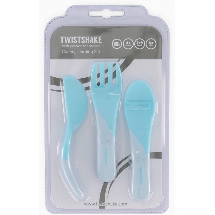 Twistshake Σετ Κουτάλι, Μαχαίρι, Πιρούνι 6+ Μηνών Pastel Blue