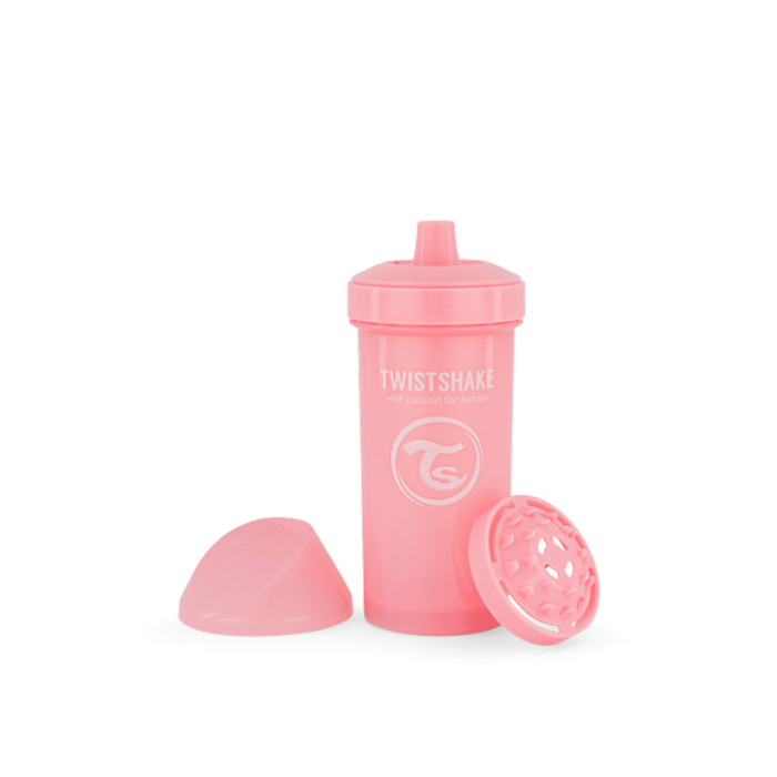 Twistshake Κύπελλο Kid Cup 360ml 12+ Μηνών Pastel Pink με μίξερ φρούτων