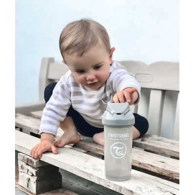 Twistshake Κύπελλο Straw Cup 360ml 6+ Μηνών Pastel Grey
