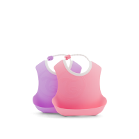 Twistshake Σαλιάρα 2τμχ 4+Μηνών Pastel Pink / Purple