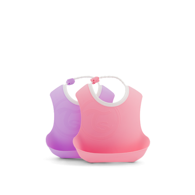 Twistshake Σαλιάρα 2τμχ 4+Μηνών Pastel Pink / Purple